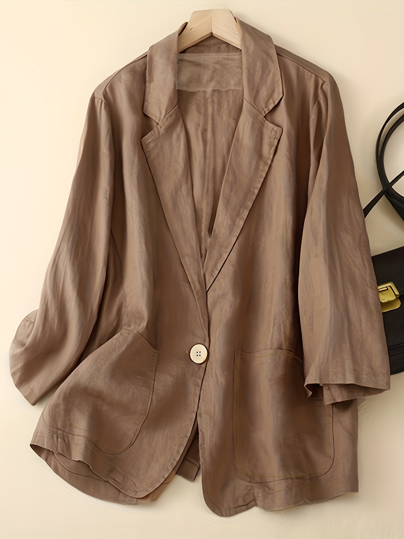  Solid Workwear Blazer with Pockets