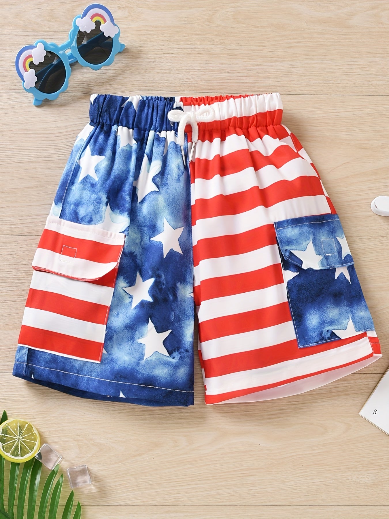 Boys American Flag Swim Beach Pants Independence Clothes
