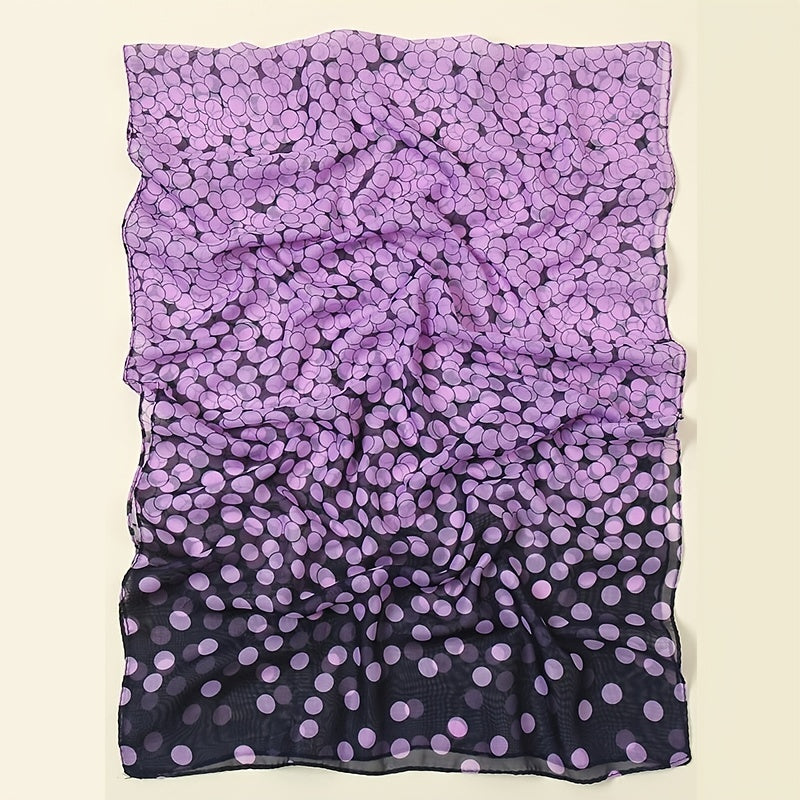 Chiffon Polka Dot Scarf Gradient Head Wrap Sunscreen Shawl