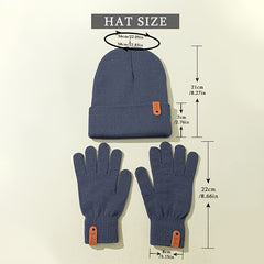 Women Winter Knit Hat Glove Set Solid Ladies Chinese Year Warm Gift