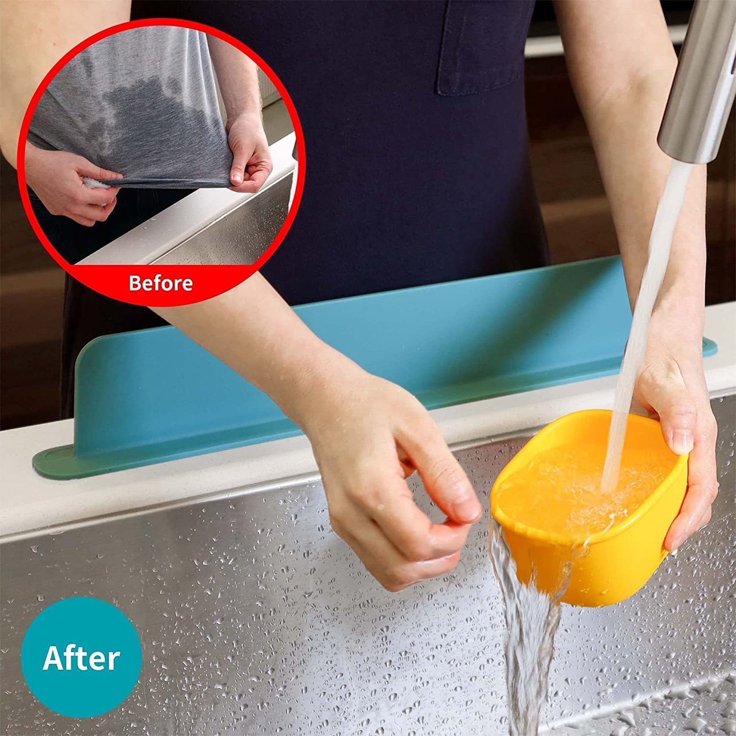 Silicone Sink Splash Guard with Suction Cup - Kitchen Sink Splash Guard