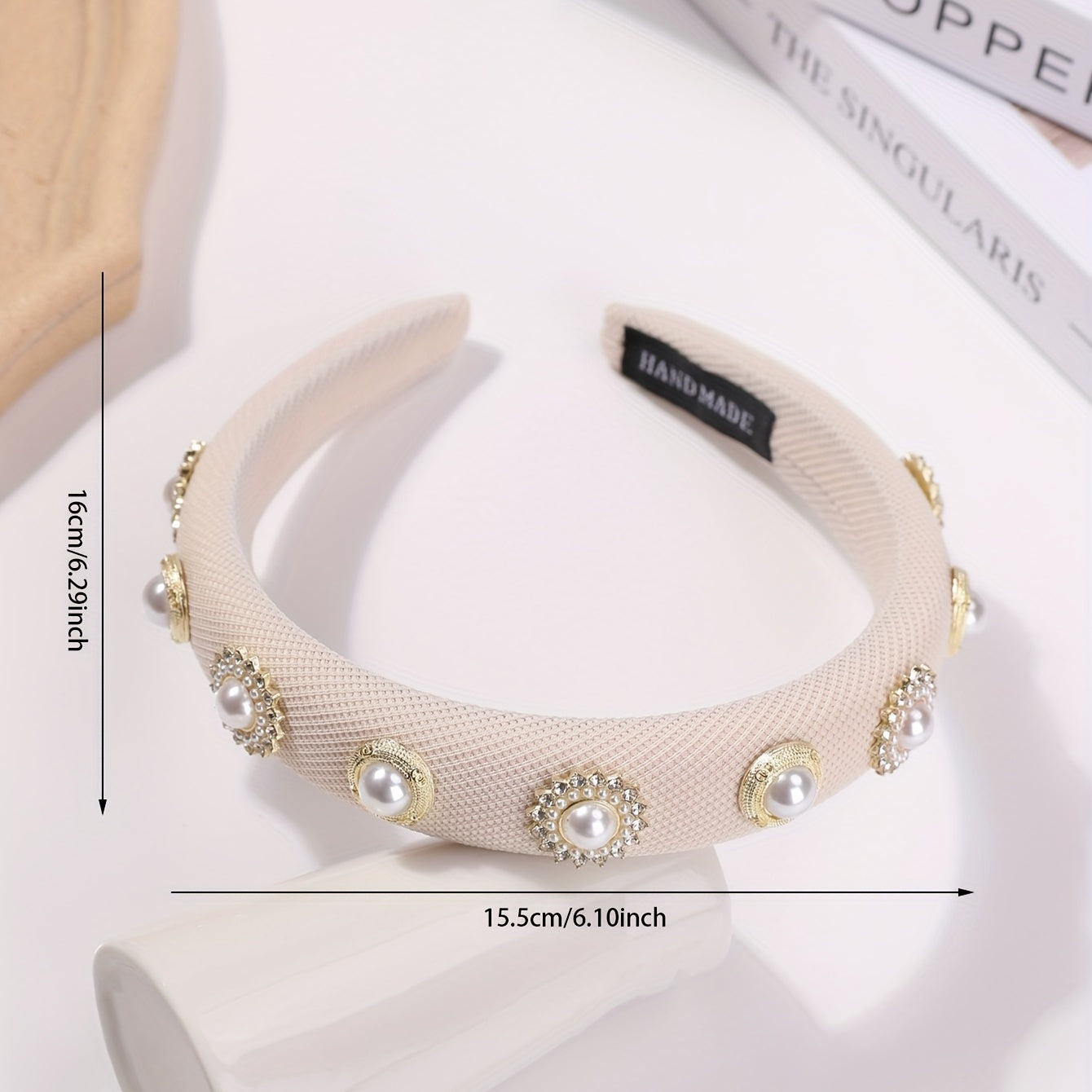 Faux Pearl Headband Padded Headdress Hair Band Women Girls