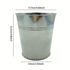 5pcs Galvanized Bucket Metal Flower Pot Round Planter Plant Basket