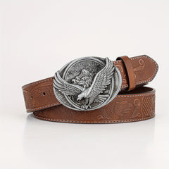Eagle Wing Embossed Men's Belt High end Rock PU Leather Belt