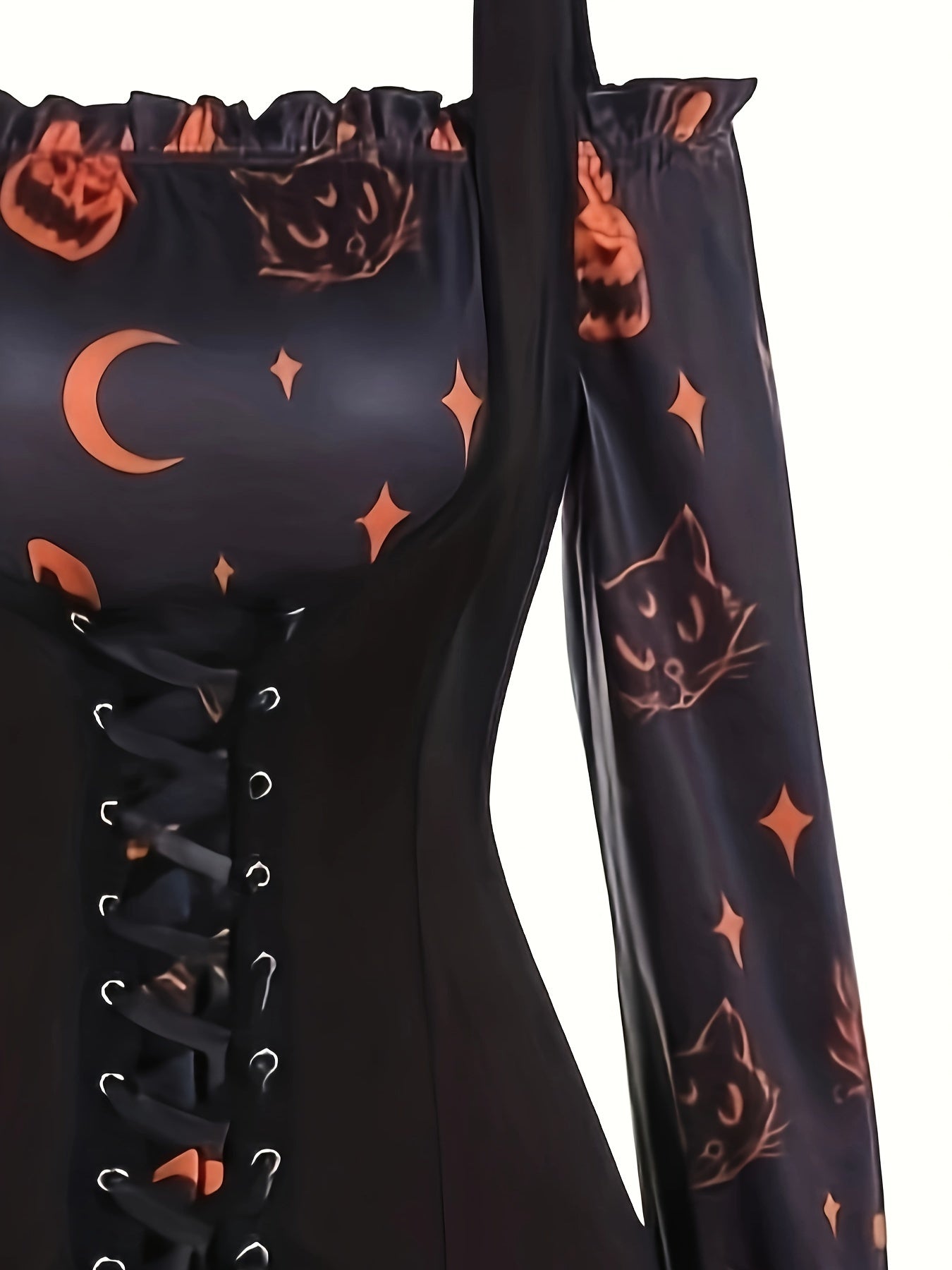  Goth Dress Women's Plus Colorblock Graphic Print Lace Up Dress