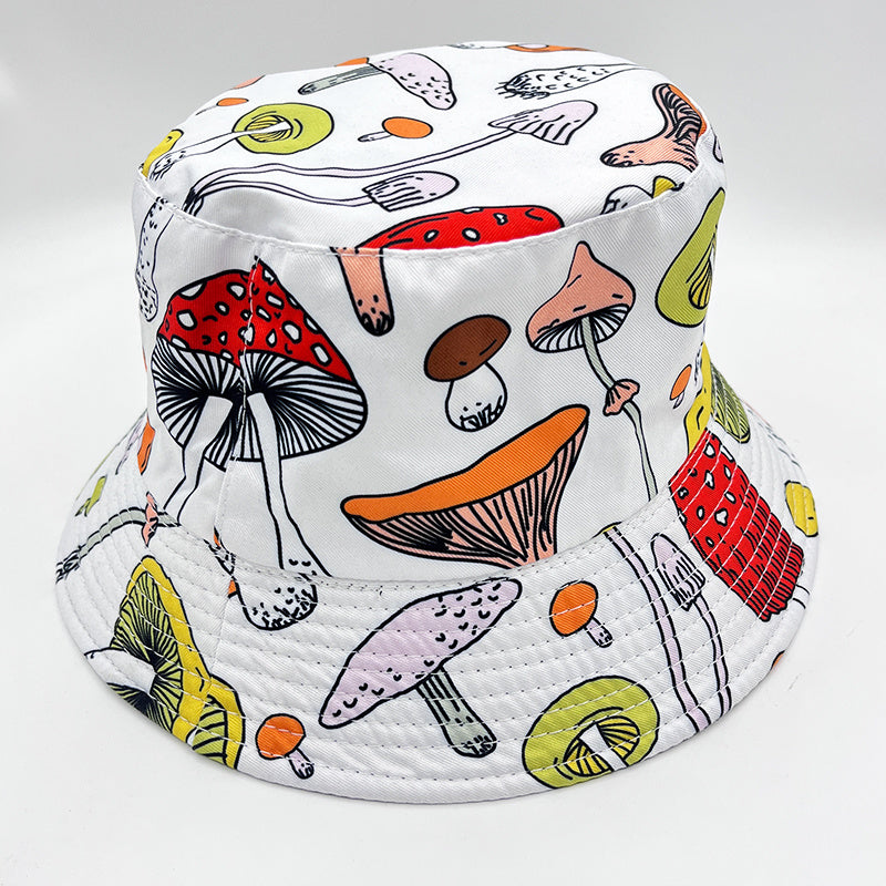 Cartoon Mushroom Print Fisherman Hat Sun Protection Hat