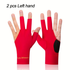 2pcs High Elastic 3 Fingers Billiard Gloves For Left Hands