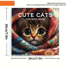 Cat Coloring Book 22 Pages Thick Paper Fun Creative Halloween Christmas Gift