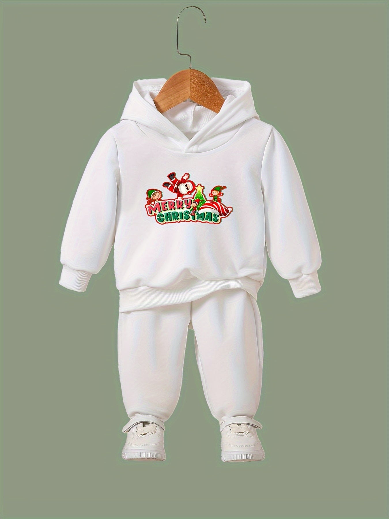 Girls Merry Christmas Hooded Sweatshirt Top Set