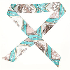 2pcs Chain Print Twilly Scarf Ribbon Neckerchief