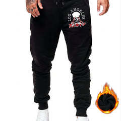 Skeleton Print Drawstring Sweatpants Loose Fit Pants
