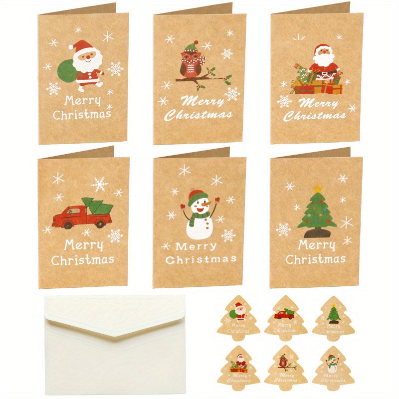 6pcs Christmas Blessing Cards with Envelope Stickers