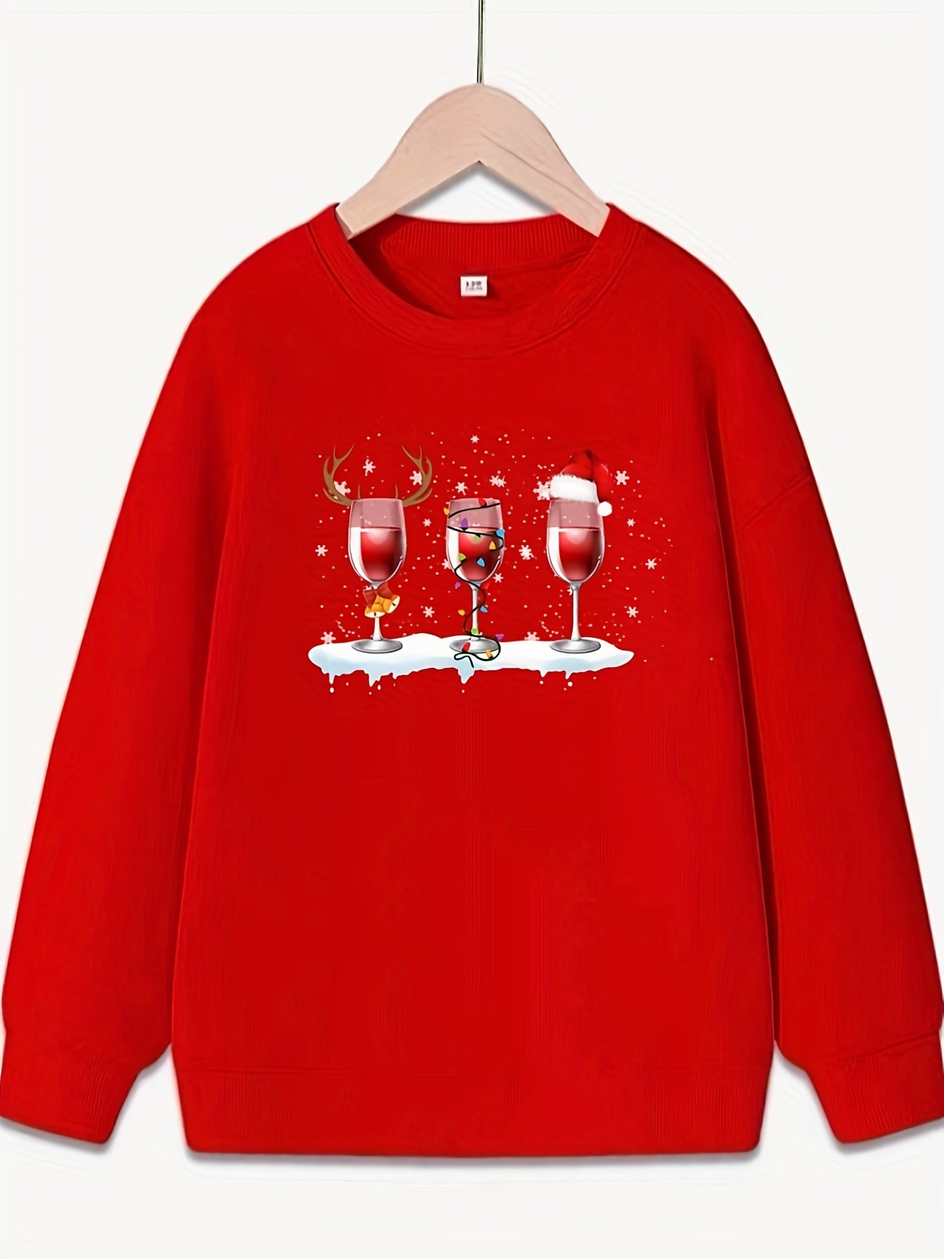 Christmas Beverages Pattern Sweatshirt for Girls