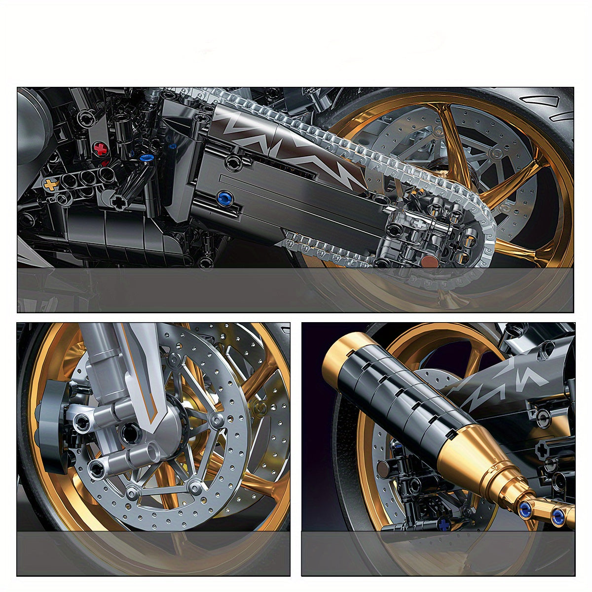 Platinum Motorcycle Building Blocks Model Easy Assembly Perfect Gift