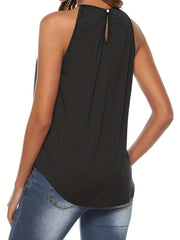 Ruched Halter Neck Top Sleeveless Summer Top