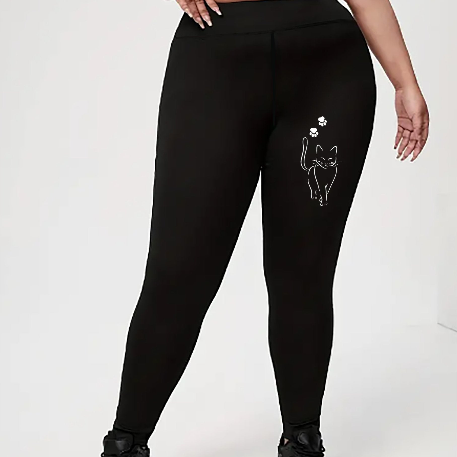  Cat Print High Rise Skinny Leggings