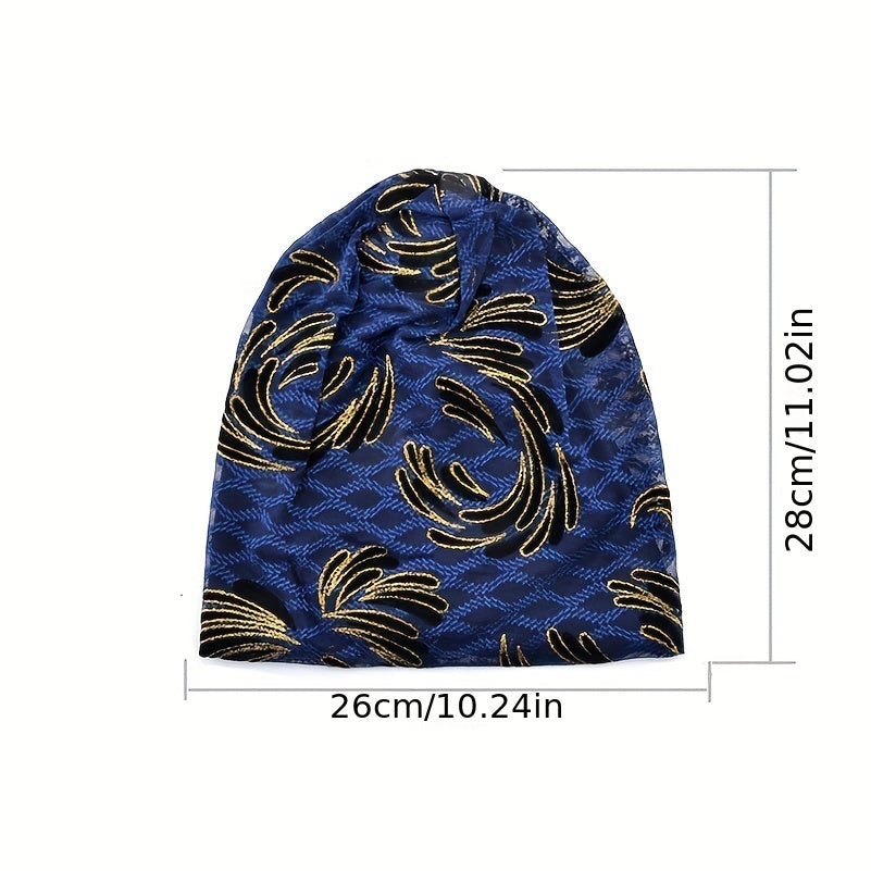 Lace Embroidery Beanie Vintage Elastic Turban Casual Head Wrap Soft Bonnet