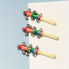 Wooden Colored Hand Tambourine Rainbow Instrument Bell