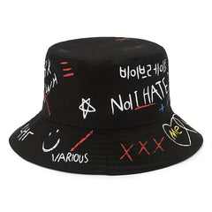Graffiti Print Bucket Hat for Couples