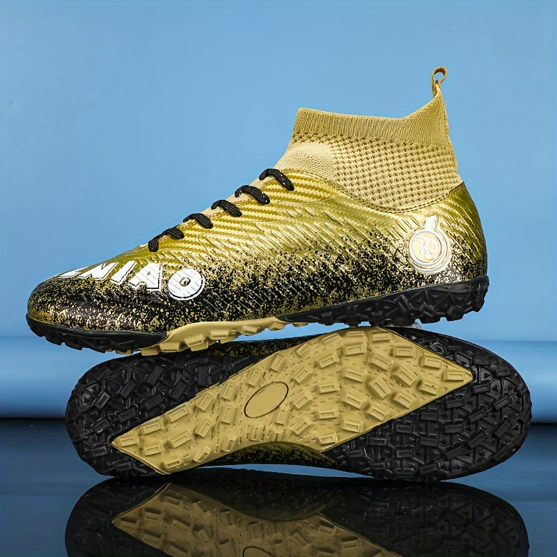 Boys' High Top TF Football Boots Anti-skid Breathable Soccer Cleats