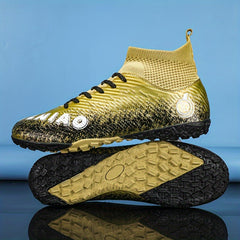 Boys' High Top TF Football Boots Anti-skid Breathable Soccer Cleats