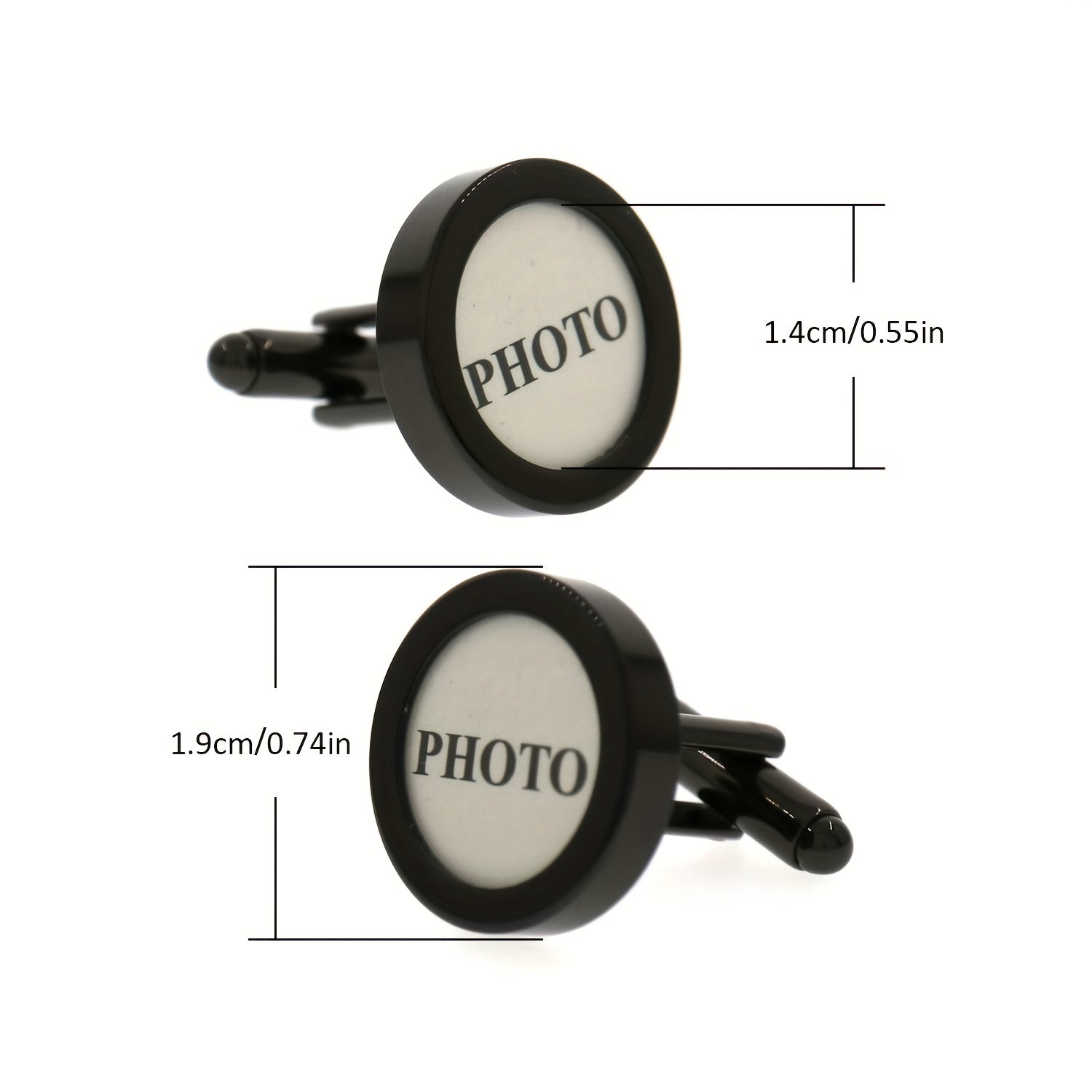 Copper Gun Round Shape DIY Photo Cufflinks Men