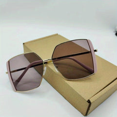 Metal Oversized Square Frame Sunglasses Classic Sunshade Eyewear