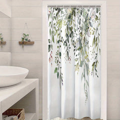 Flowers Green Leaves Shower Curtain Plant Leaves Bathroom Window Curtain