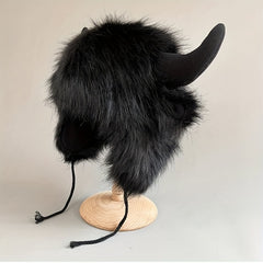 Men's Windproof Cow Horn Cap Winter Ear Protection