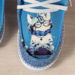 Cartoon Cat Pattern Flat Women's Casual Shoes