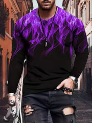 3D Fire Print Men's Graphic Long Sleeves T shirt