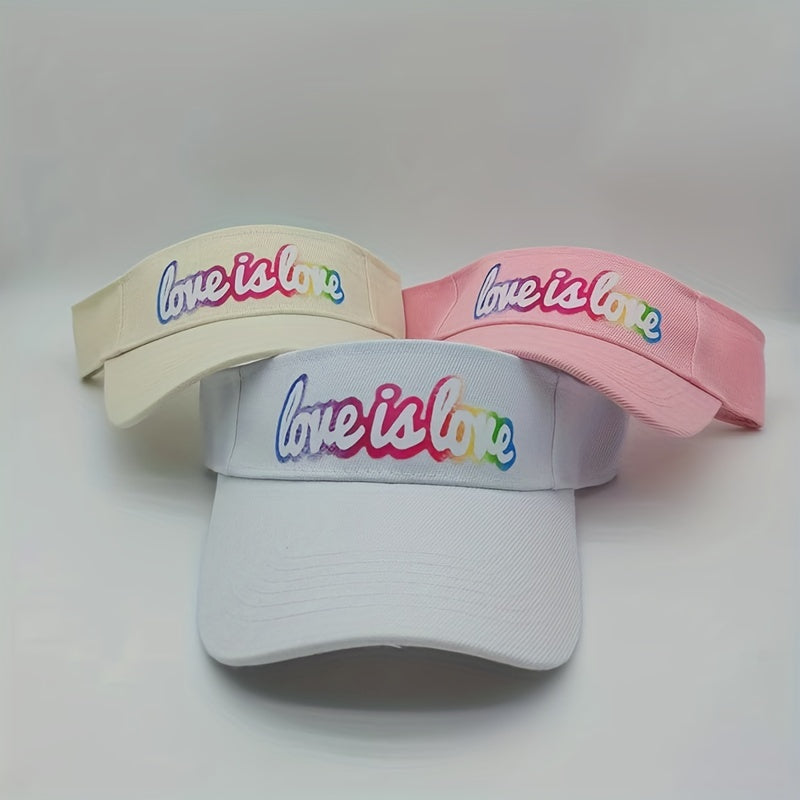 Sunscreen Sunshade Breathable Visor Hat With Love Is Love Pattern