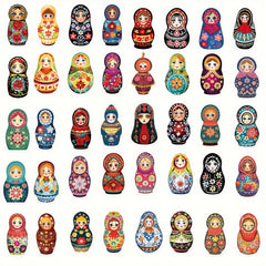 50pcs Matryoshka Doll Series Stickers Waterproof DIY Journal St