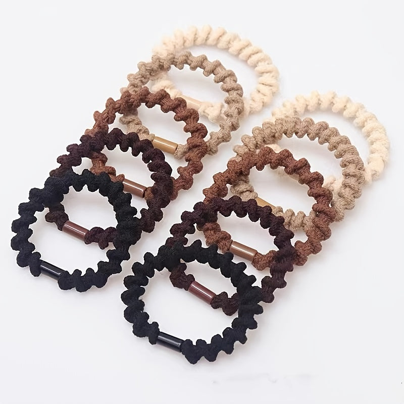 10 Pcs Girls' Elastic Hair Bands For Thick Hair Multicolor