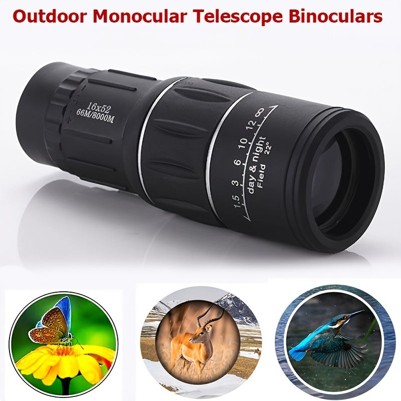 Compact 16x52 HD Monocular Telescope for Camping and Bird Watching