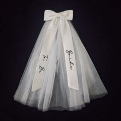 Bridal Veil Headpiece with Large Bow & Bride to Be Ribbon