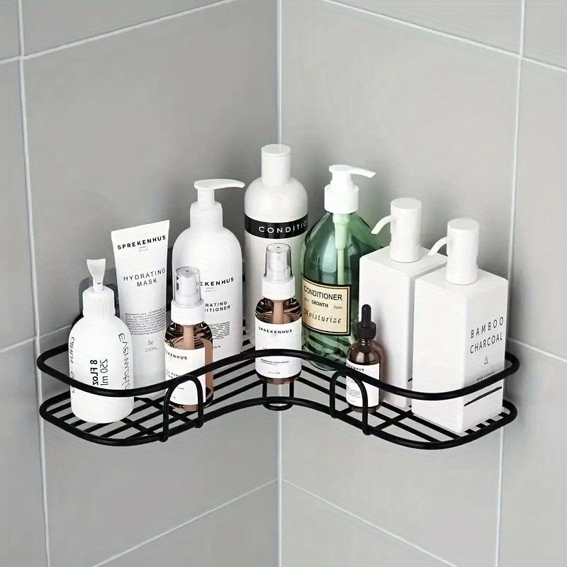 1pc Punch Corner Shelf Bathroom Rack Shelf Bathroom Toilet Seamless Wall Mounted