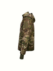 Men's Camo Waterproof Hooded Jacket - Outdoor Active Zip Up