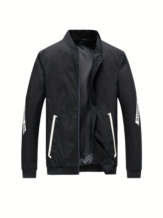 Men's Casual Windbreaker Jacket with Pockets for Outdoor Activities