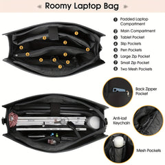 Large Capacity Laptop Bag for Women Waterproof PU Leather Office Briefcase
