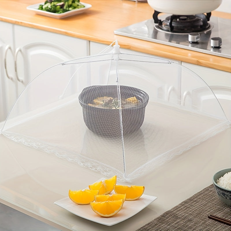 1pc Lace Mesh Food Cover Dustproof Pop Up Umbrella Food Tent