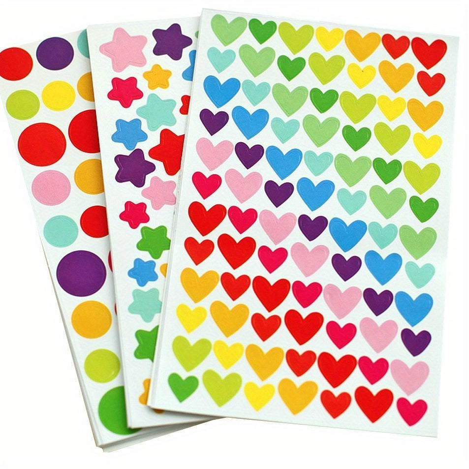 1512pcs Self Adhesive Stickers Arts Crafts Mixed Dots Hearts