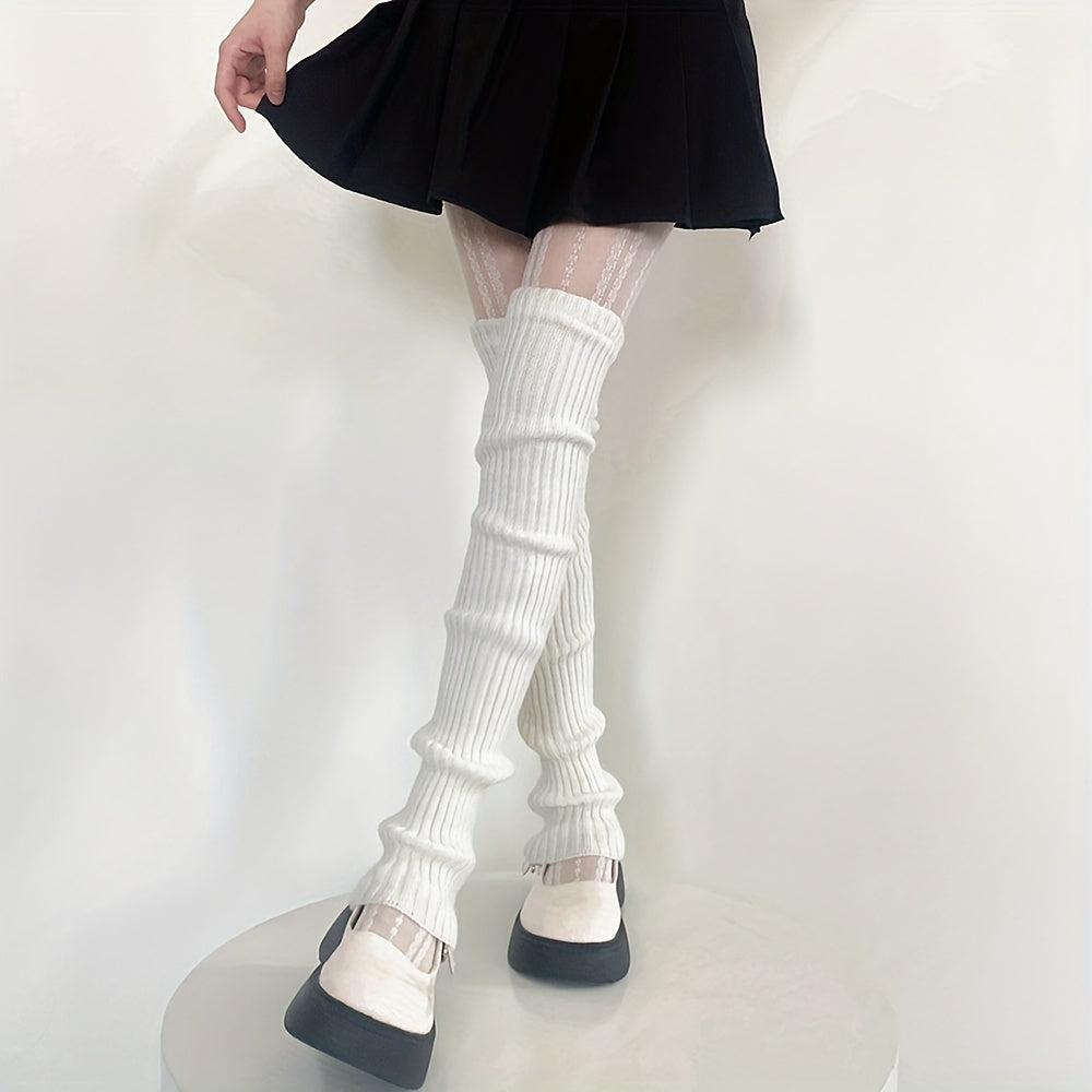 Solid Knitted Leg Warmers Warm Socks Women's Stockings