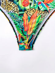 Leopard Print Plunge V Neck One Piece Swimsuit