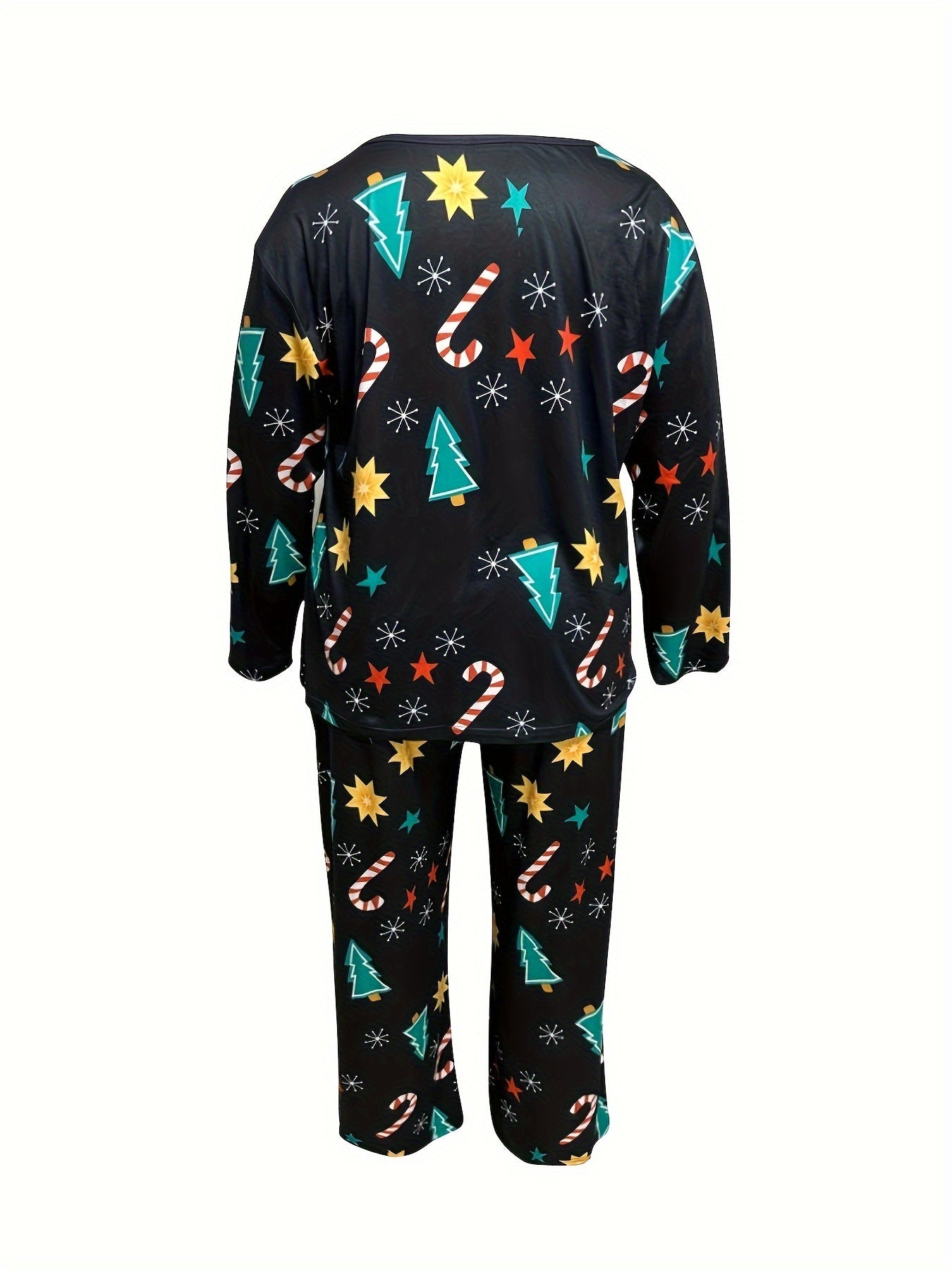  Snowflake & Lollipop Print Lounge Set - Top & Pants