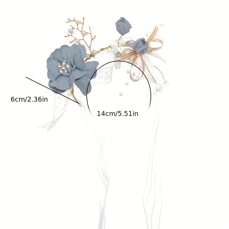 Bridal Flower Wrist Band Bridesmaid Faux Pearl Dressing Accessories