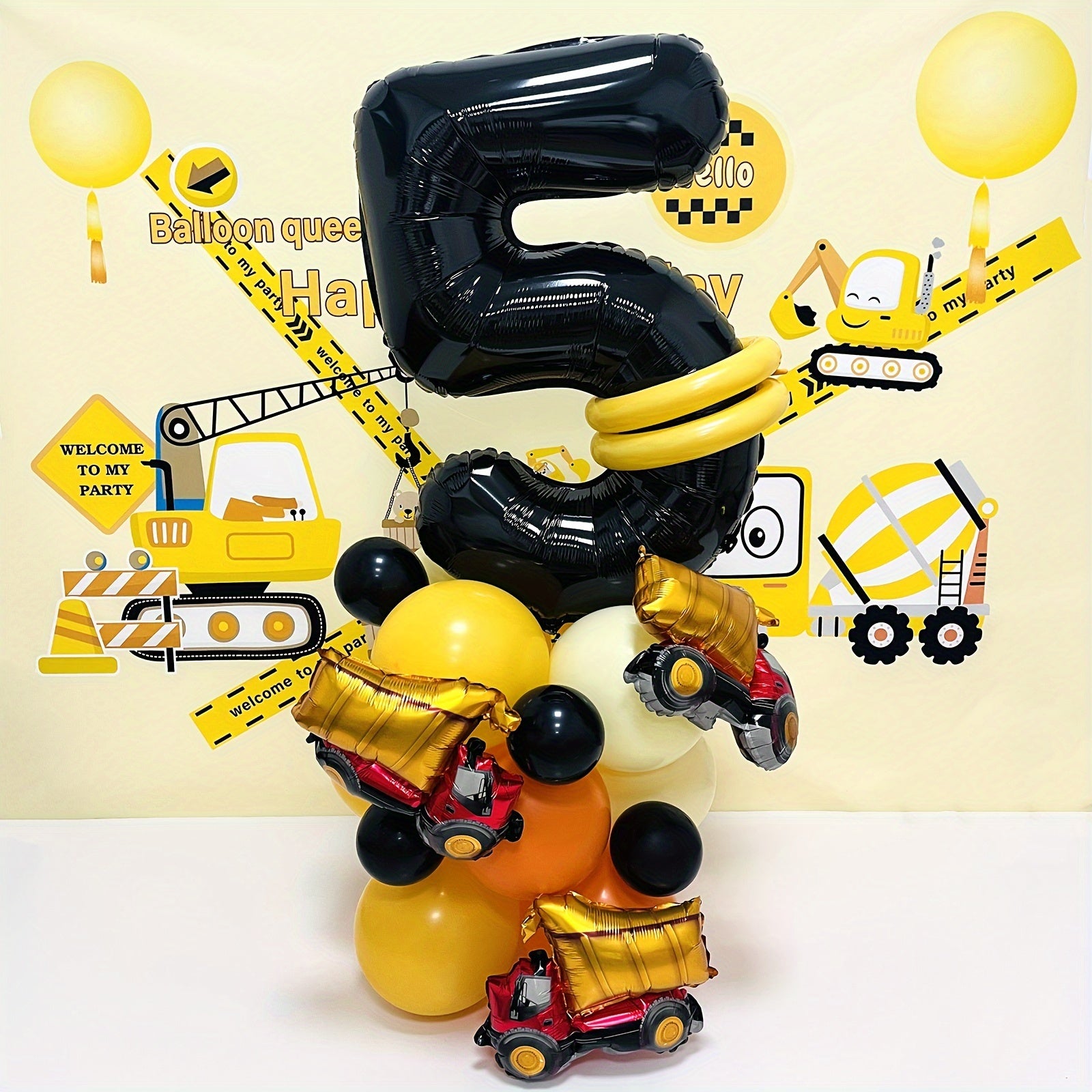 Construction Theme Age Number Truck Excavator Birthday Party Decorations