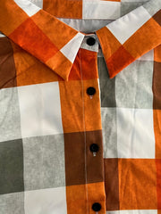 Colorblock Button Up Shirt Long Sleeve