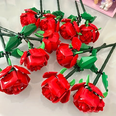 DIY Red Roses Blocks Flowers Gift Girlfriend