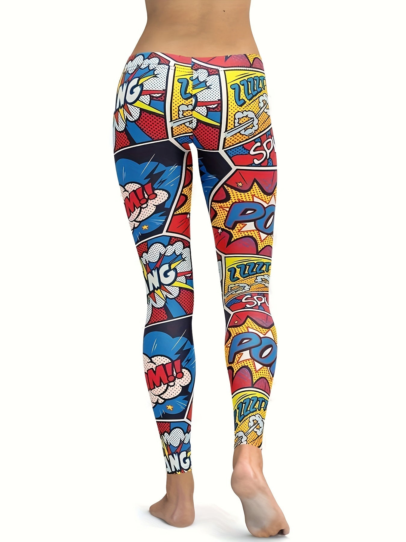  Colorblock Letter Print Fitness Leggings